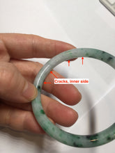 Load image into Gallery viewer, 55mm Certified Type A 100% Natural sunny green light green purple with green floating flowers slim round cut Jadeite bangle PD204-3919
