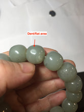 Load image into Gallery viewer, 14x13mm 100% Natural light green/gray vintage style nephrite Jade bead bracelet HF28
