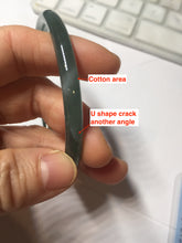 Load image into Gallery viewer, 59.5mm Certified Type A 100% Natural dark green blue gray black slim round cut Guatemala Jadeite bangle GL30-33-4317
