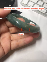 Load image into Gallery viewer, 57.2mm Certified type A 100% Natural oily dark green (老油青) blue gray black Mountains Afar (远山)Jadeite bangle PC260-0550
