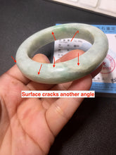 Load image into Gallery viewer, 52.3mm Certified Type A 100% Natural sunny green white chubby Jadeite bangle PE98-6212
