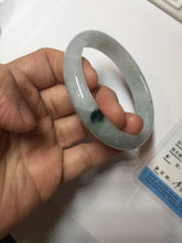 Load image into Gallery viewer, 52mm certified natural 100% natural Type A green white with green flying flowers oval jadeite jade bangle PB109-2439

