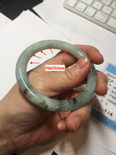 Load image into Gallery viewer, 55mm certified 100% natural Type A light green with green floating flowers round cut jadeite jade bangle BS106-2540
