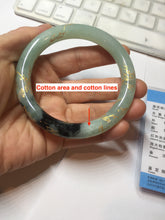 Load image into Gallery viewer, 58.4mm 100% Natural type A icy watery green dark carved flowers golden-painted round cut Jadeite Jade bangle PH74-5863
