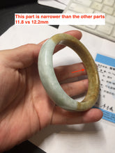 Load image into Gallery viewer, 59mm Type A 100% Natural light green/brown /yellow square Jadeite Jade bangle R101
