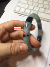 Load image into Gallery viewer, 58.8mm certified 100% natural type A dark green white with green floating flowers jadeite bangle PH77-5859
