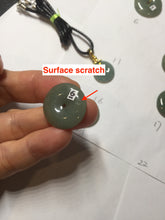 Load image into Gallery viewer, 14.5-23mm Type A 100% Natural dark green black gray(老油青) Jadeite Safety Guardian Button donuts pendant PF45

