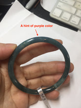 Load image into Gallery viewer, 58.5mm Certified Type A 100% Natural light black/green/gray/purple Guatemala slim round cut Jadeite bangle PJ77-0655
