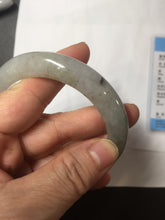 Load image into Gallery viewer, 55.3mm certified type A 100% Natural light green dark green gray(淡油青) black jadeite jade bangle BS152-0491
