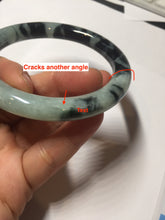 Load image into Gallery viewer, 58.5mm certified 100% natural type A dark green white with green floating flowers jadeite bangle PH148-5855
