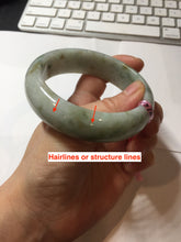 Load image into Gallery viewer, 59.2mm Type A 100% Natural light green brown chubby autumn leaves jadeite jade bangle G55
