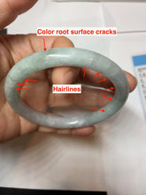 Load image into Gallery viewer, 59mm Certified Type A 100% Natural light green white purple round cut jadeite Jade bangle PB256-3232

