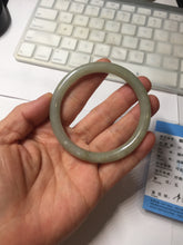 Load image into Gallery viewer, 54.4mm Certified type A 100% Natural light green gray black slim round cut Jadeite bangle PA199-2453
