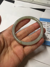Load image into Gallery viewer, 55mm Certified type A 100% Natural light green gray black slim round cut Jadeite bangle PA204-2448
