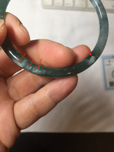 Load image into Gallery viewer, 55.4mm Certified Type A 100% Natural dark green/blue/gray Guatemala slim round cut Jadeite bangle PH8-2351
