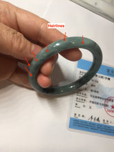Load image into Gallery viewer, 55mm Certified Type A 100% Natural dark green/gray round cut Jadeite bangle PA227-2426
