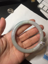 Load image into Gallery viewer, 54.5mm certified 100% natural type A icy watery white/gray round cut jadeite jade bangle BL9-9888

