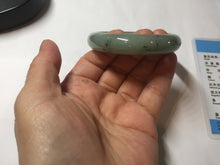 Load image into Gallery viewer, 52.5mm Certified Type A 100% Natural Oily Dark Green Gray Black(油青) Oval Jadeite Jade Bangle PE105-7129
