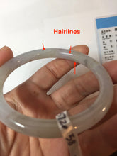 Load image into Gallery viewer, 58mm certified Type A 100% Natural white light green purple gray slim round cut Jadeite Jade bangle PB252-3720
