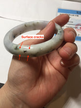 Load image into Gallery viewer, 56.3mm certified 100% natural Type A dark green/purple/white with green floating flowers jadeite jade bangle PB231-2823
