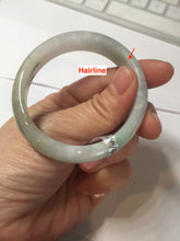 Load image into Gallery viewer, 50.5mm Certified Type A 100% Natural sunny green/white Oval Jadeite Jade bangle F115-0086
