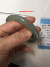 Load image into Gallery viewer, 57.2mm certified Type A 100% Natural icy watery dark green gray Jadeite Jade bangle PC15-0368
