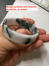 Load image into Gallery viewer, 48mm certified 100% natural type A dark green white purple Snowy Pine Forest square style jadeite bangle BH114-6910
