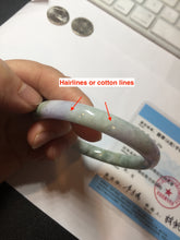 Load image into Gallery viewer, 54.5mm certified 100% natural Type A light green/purple round cut jadeite jade bangle PB87-0986
