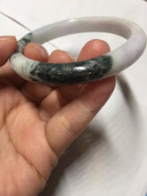 Load image into Gallery viewer, 54.5mm certified 100% natural Type A dark green/purple/white with green floating flowers jadeite jade bangle PB230-2822
