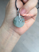 Load image into Gallery viewer, 20mm 100% Natural icy watery light green clear jadeite Jade Safety Guardian Button (donut) Pendant BK106
