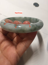Load image into Gallery viewer, 58mm certified 100% natural Type A watermelon-rind green white Cool White Base with Misty Green Patches jadeite bangle PE33-2126
