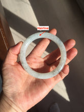Load image into Gallery viewer, 58.5mm certified Type A 100% Natural icy dark green white with green floating flowers  round cut Jadeite Jade bangle BS64-7347
