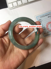 Load image into Gallery viewer, 56.8mm Certified 100% natural Type A oily dark green/ gray (老油青) jadeite jade bangle PB286-0548
