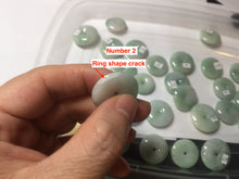 Load image into Gallery viewer, 18-23.5mm Type A 100% Natural  light green sunny green white Jadeite Jade Safety Guardian Button donuts Pendant group AA67
