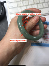 Load image into Gallery viewer, 57.5mm Certified Type A 100% Natural Oily Dark Green Gray Black(油青) Jadeite Jade Bangle PE106-7160
