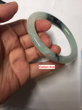 Load image into Gallery viewer, 58.4mm Certified Type A 100% Natural light green with flying dark green flowers round cut Jadeite bangle PE22-5861
