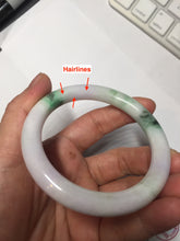 Load image into Gallery viewer, 54mm Certified Type A 100% Natural light green purple(春带彩) round cut jadeite Jade bangle AA84-4939
