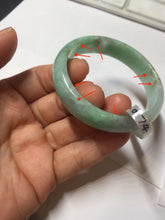 Load image into Gallery viewer, 50.5mm Certified Type A 100% Natural sunny apple green/red oval Jadeite Jade bangle BG61-0174
