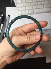 Load image into Gallery viewer, 61mm Certified Type A 100% Natural icy watery dark green/blue/gray with Guatemala slim round cut Jadeite bangle PH20-2332
