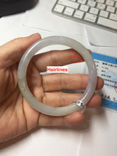 Load image into Gallery viewer, 58mm certified Type A 100% Natural light green purple brown with brown red flying dandelions slim round cut Jadeite Jade bangle PB255-3718
