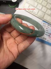 Load image into Gallery viewer, 55.5mm certified type A 100% Natural light green dark green gray(淡油青) jadeite jade bangle BS151-0495

