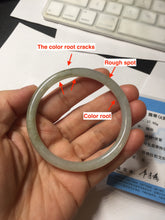 Load image into Gallery viewer, 55mm Certified type A 100% Natural light green gray black slim round cut Jadeite bangle PA204-2448
