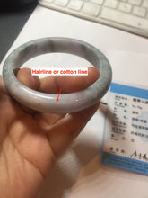Load image into Gallery viewer, 58.5mm certified 100% natural Type A light green/purple white Snowy Pine Forest jadeite jade bangle J125-3067
