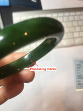 Load image into Gallery viewer, 51mm certified 100% Natural dark green/black nephrite (碧玉) bangle HN123-0138
