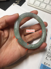 Load image into Gallery viewer, 55.5mm certified 100% natural Type A light green round cut jadeite jade bangle BS104-2525
