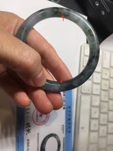 Load image into Gallery viewer, 56mm Certified Type A 100% Natural icy watery dark green/purple/gray round cut Jadeite bangle AA130-6924
