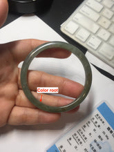 Load image into Gallery viewer, 52mm Certified type A 100% Natural oily dark green gray black slim Jadeite bangle PC214-6220
