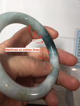 Load image into Gallery viewer, 57.8mm Certified Type A 100% Natural Dark Green Blue Gray Black Round Cut Jadeite Jade Bangle BS147-0754
