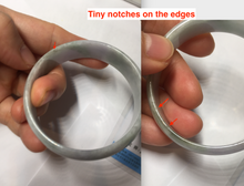 Load image into Gallery viewer, 52mm certified 100% natural Type A light green white purple gray with green floating flowers thin jadeite bangle PF57-5619
