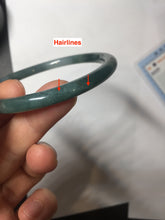 Load image into Gallery viewer, 57.6mm Certified Type A 100% Natural dark green blue gray black slim round cut Guatemala Jadeite bangle PJ5-4321
